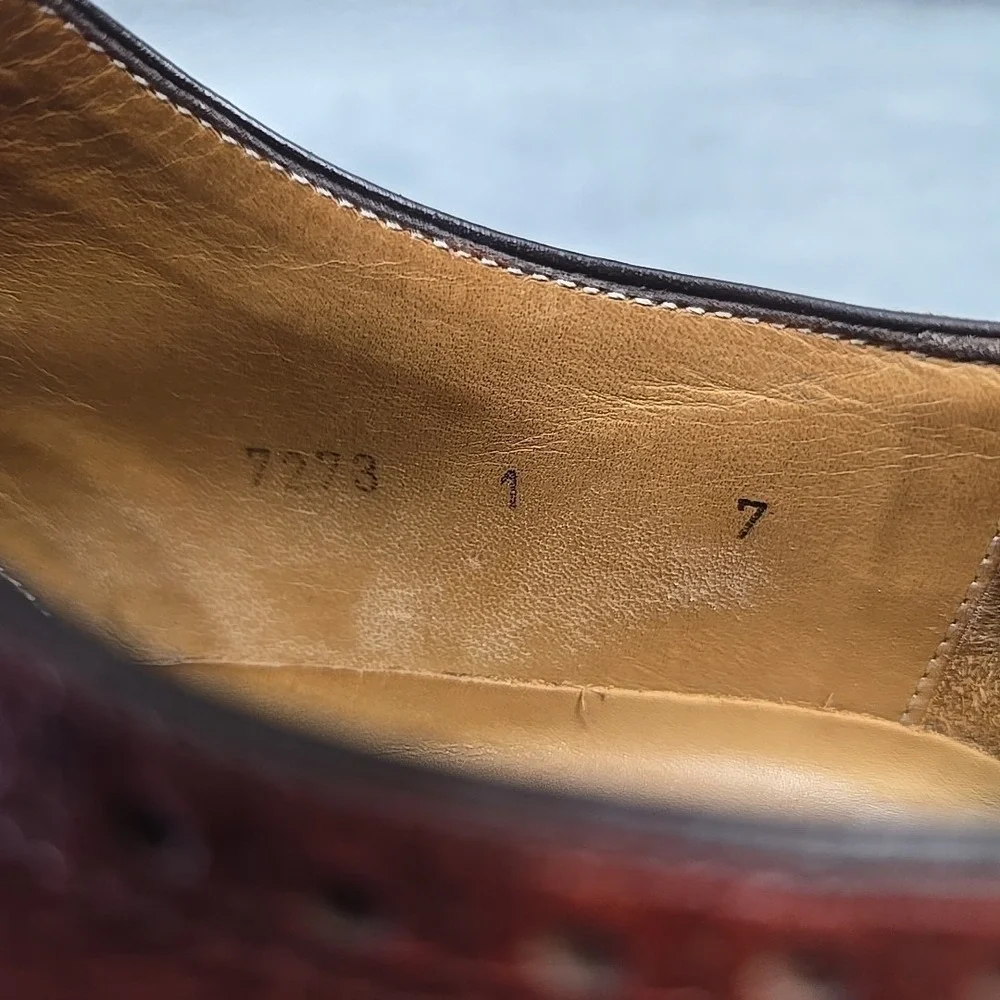 Carlos Santos Goodyear Welted Wingtip Shoes Mens Size 7‎ Brown Metal Toe Plate